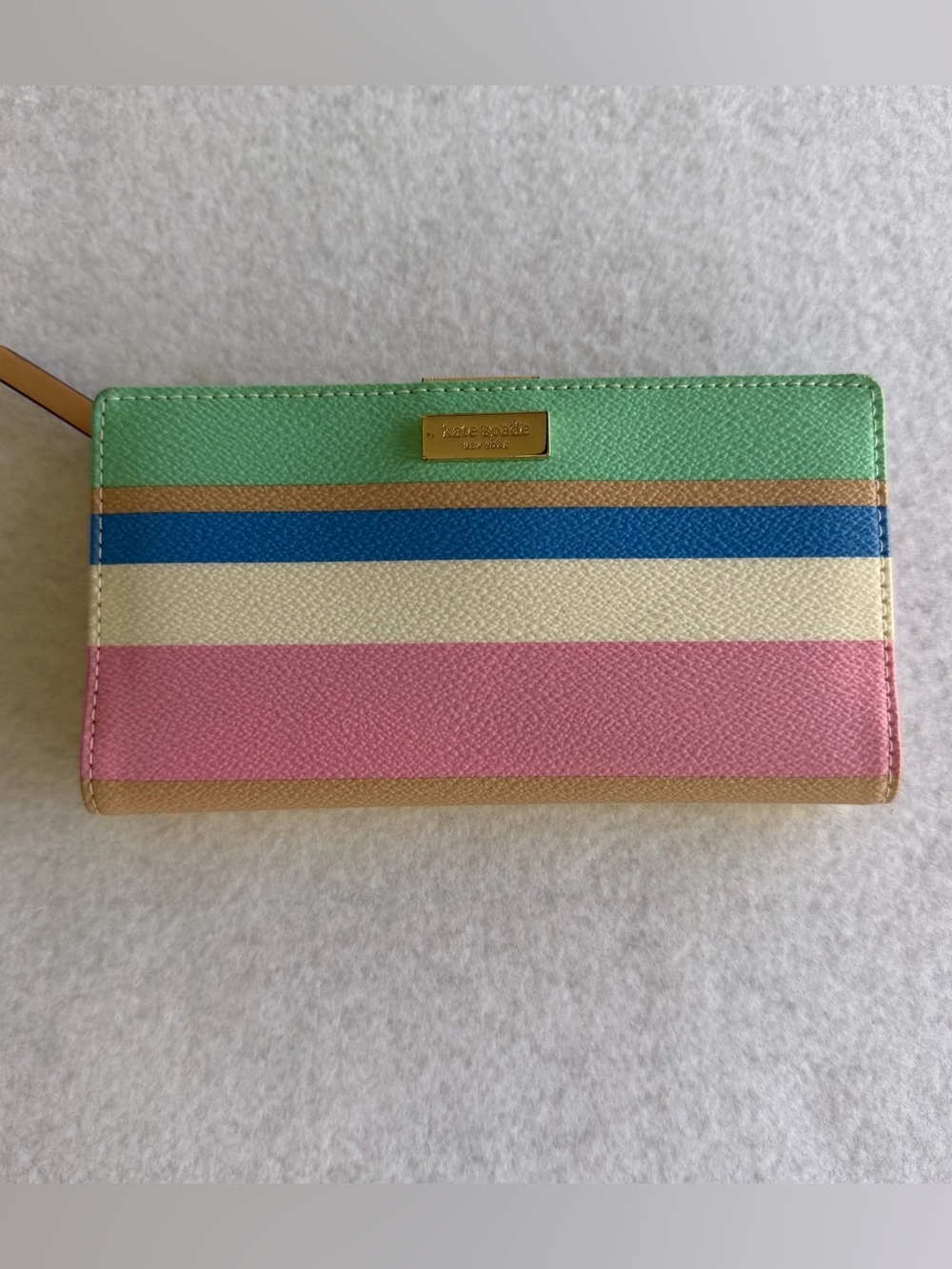 Kate Spade Stripped Saffiano leather bi-fold wallet multicolor - gold hardware